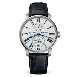 Ulysse Nardin - 1183-310/40  Marine Torpilleur Stainless Steel / White / Alligator