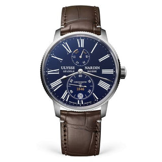 Ulysse Nardin - 1183-310LE-3AE-175/1A  Marine Torpilleur Stainless Steel / Blue Enamel / Alligator