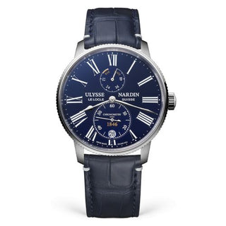 Ulysse Nardin - 1183-310LE-3AE-175/1B  Marine Torpilleur Stainless Steel / Blue Enamel / Alligator