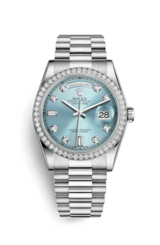 Rolex - 118346-0028  Day-Date 36 Platinum Diamonds / President / Ice Blue Diamonds