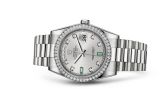 Rolex - 118346-0084  Day-Date 36 Platinum Diamonds / President / Silver Diamond Emerald