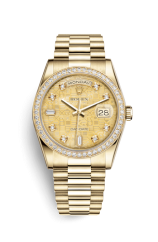 Rolex - 118348-0037  Day-Date 36 Yellow Gold Diamonds / President / Champagne MOP Computer