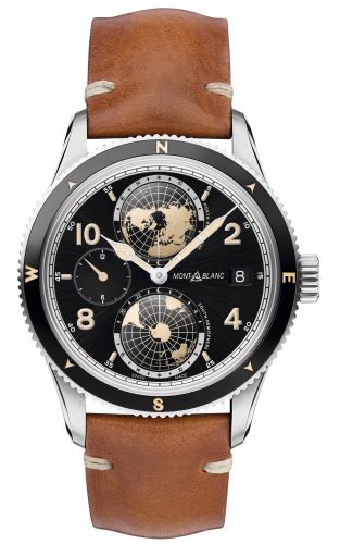 Montblanc - 119286  1858 Geosphere Stainless Steel / Black / Calf