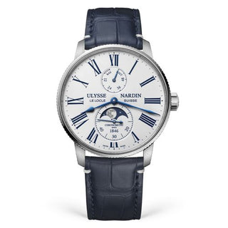 Ulysse Nardin - 1193-310LE-0A-175/1A  Marine Torpilleur Moonphase Stainless Steel / White / Alligator