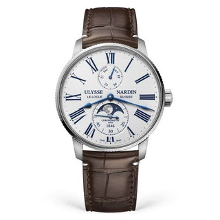 Ulysse Nardin - 1193-310LE-0A-175/1B  Marine Torpilleur Moonphase Stainless Steel / White / Alligator