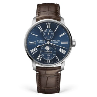 Ulysse Nardin - 1193-310LE-3A-175/1B  Marine Torpilleur Moonphase Stainless Steel / Blue / Alligator