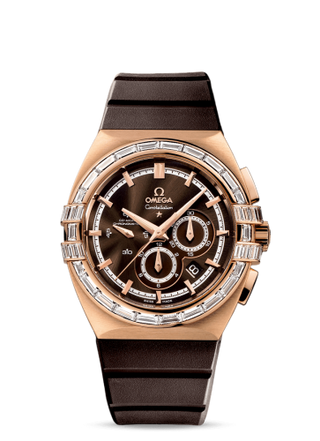 Omega - 121.57.41.50.13.001  Constellation Co-Axial 41 Chronograph Double Eagle Red Gold / Baguette / Brown / Rubber