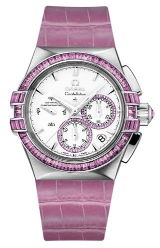 Omega - 121.58.35.50.54.003   Constellation Co-Axial 35 Chronograph Double Eagle White Gold / Silver / Pink Alligator