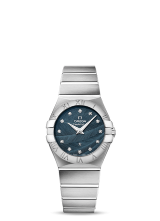 Omega - 123.10.27.60.53.001  Constellation Quartz 27 Brushed Stainless Steel / Blue Feather