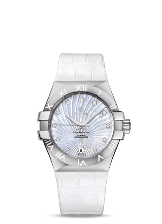 Omega - 123.13.35.20.55.001  Constellation Co-Axial 35 Stainless Steel / MOP Supernova / Alligator