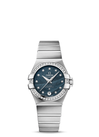 Omega - 123.15.27.20.53.001  Constellation Co-Axial 27 Brushed Stainless Steel / Diamond / Blue Feather