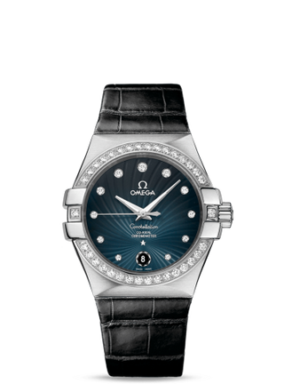 Omega - 123.18.35.20.56.001  Constellation Co-Axial 35 Stainless Steel / Diamond / Blue Supernova / Alligator