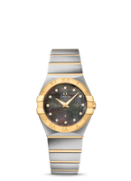 Omega Constellation Quartz 27 Brushed Stainless Steel / Yellow Gold / Champagne Feather (123.20.27.60.57.007)