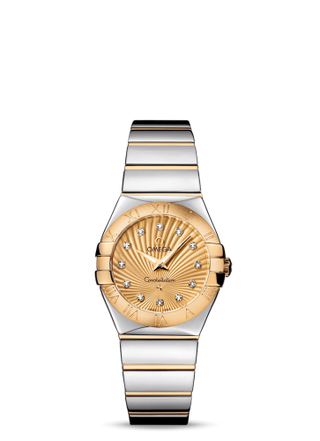 Omega - 123.20.27.60.58.002  Constellation Quartz 27 Polished Stainless Steel / Yellow Gold / Champagne Supernova