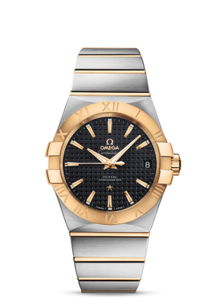 Omega - 123.20.38.21.01.002  Constellation Co-Axial 38 Stainless Steel / Yellow Gold / Lozenge Black