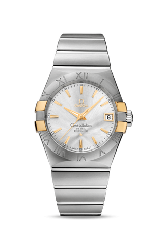 Omega - 123.20.38.21.02.005  Constellation Co-Axial 38 Stainless Steel / Yellow Gold Claws / Silver