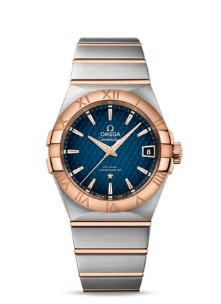 Omega - 123.20.38.21.03.001  Constellation Co-Axial 38 Stainless Steel / Red Gold / Blue Lozenge