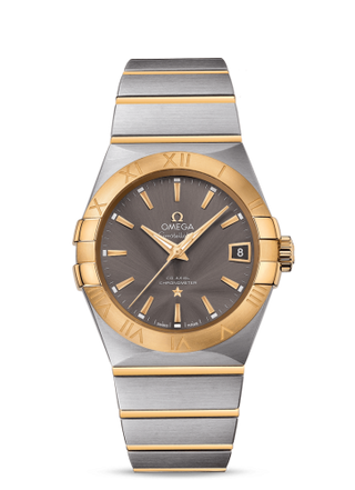 Omega - 123.20.38.21.06.001  Constellation Co-Axial 38 Stainless Steel / Yellow Gold / Grey