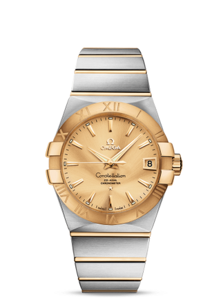 Omega - 123.20.38.21.08.001  Constellation Co-Axial 38 Stainless Steel / Yellow Gold / Champagne