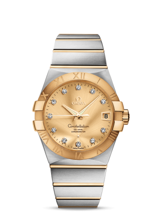 Omega - 123.20.38.21.58.001  Constellation Co-Axial 38 Stainless Steel / Yellow Gold / Champagne