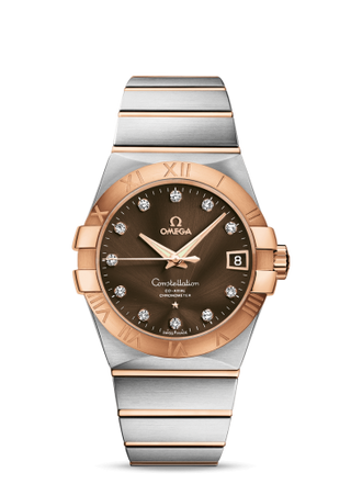 Omega - 123.20.38.21.63.001  Constellation Co-Axial 38 Stainless Steel / Red Gold / Brown