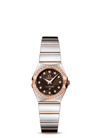 Omega - 123.25.24.60.63.002  Constellation Quartz 24 Polished Stainless Steel / Red Gold / Diamond / Brown Supernova