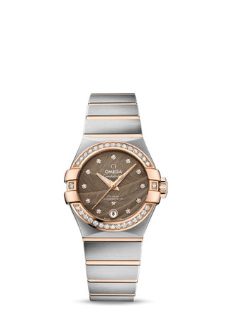 Omega - 123.25.27.20.63.001  Constellation Co-Axial 27 Brushed Stainless Steel / Red Gold / Diamond / Brown Feather