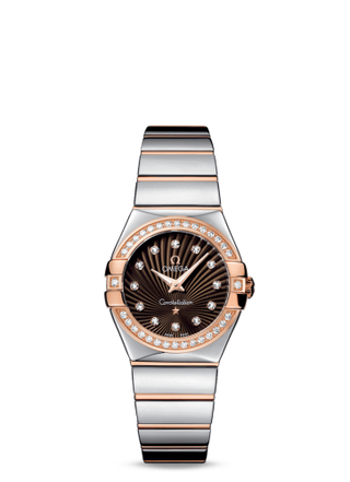 Omega - 123.25.27.60.63.002  Constellation Quartz 27 Polished Stainless Steel / Red Gold / Diamond / Brown Supernova