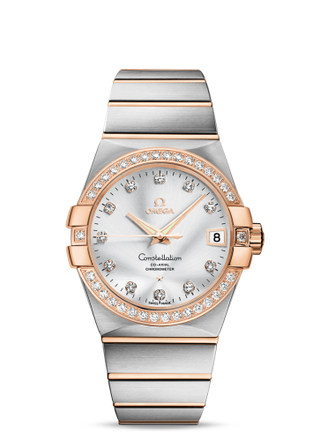 Omega - 123.25.38.21.52.001  Constellation Co-Axial 38 Stainless Steel / Red Gold / Diamond / Silver