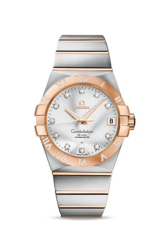 Omega - 123.25.38.21.52.003  Constellation Co-Axial 38 Stainless Steel / Red Gold / Diamond / Silver