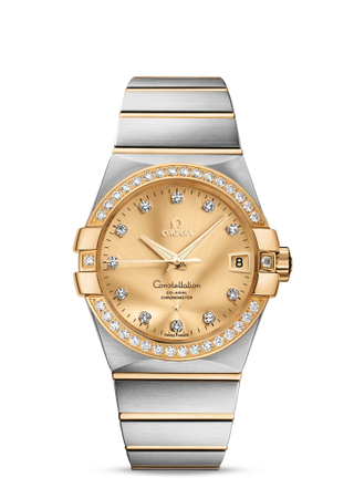 Omega - 123.25.38.21.58.001  Constellation Co-Axial 38 Stainless Steel / Yellow Gold / Diamond / Champagne