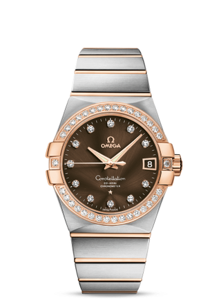 Omega - 123.25.38.21.63.001  Constellation Co-Axial 38 Stainless Steel / Red Gold / Diamond / Brown