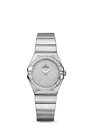 Omega - 123.55.27.60.99.001  Constellation Quartz 27 Brushed White Gold / Diamond / Diamond