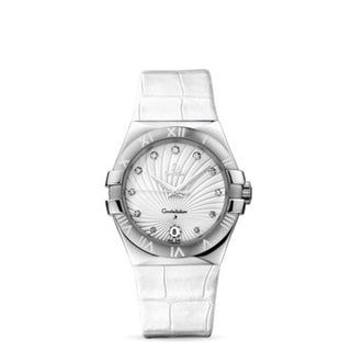 Omega - 123.13.35.60.52.001  Constellation Quartz 35 Stainless Steel / White Supernova / Alligator