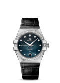 Omega - 123.18.35.20.56.001  Constellation Co-Axial 35 Stainless Steel / Diamond / Blue Supernova / Alligator