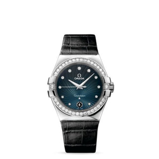 Omega - 123.18.35.60.56.001  Constellation Quartz 35 Stainless Steel / Diamond / Grey Supernova / Alligator