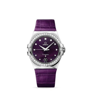 Omega - 123.18.35.60.60.001  Constellation Quartz 35 Stainless Steel / Diamond / Purple Supernova / Alligator