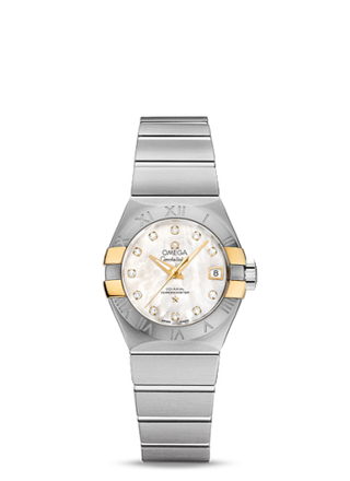 Omega - 123.20.27.20.55.005  Constellation Co-Axial 27 Brushed Stainless Steel / Yellow Gold Claws / MOP