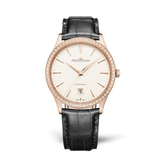 Jaeger-LeCoultre - 1232502  Master Ultra Thin Date Pink Gold - Diamond / Eggshell / Alligator