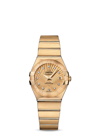 Omega - 123.50.27.20.58.001  Constellation Co-Axial 27 Brushed Yellow Gold / Champagne Supernova