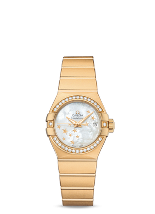 Omega - 123.55.27.20.05.001  Constellation Co-Axial 27 Brushed Yellow Gold / Diamond / MOP Stars