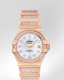 Omega - 123.55.27.20.55.004  Constellation Co-Axial 27 Polished Red Gold / Snow / MOP Supernova