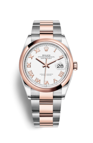 Rolex - 126201-0016  Datejust 36 Stainless Steel / Everose / Smooth / White Roman / Oyster