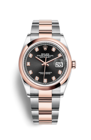 Rolex - 126201-0020  Datejust 36 Stainless Steel / Everose / Smooth / Black Diamond / Oyster