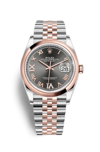 Rolex - 126201-0023  Datejust 36 Stainless Steel / Everose / Smooth / Slate Roman Diamond / Jubilee