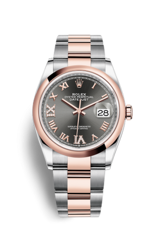 Rolex - 126201-0024  Datejust 36 Stainless Steel / Everose / Smooth / Slate Roman Diamond / Oyster