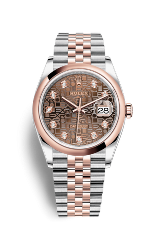 Rolex - 126201-0025  Datejust 36 Stainless Steel / Everose / Smooth / Chocolate Computer / Jubilee