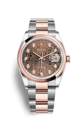 Rolex - 126201-0026  Datejust 36 Stainless Steel / Everose / Smooth / Chocolate Computer / Oyster