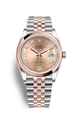 Rolex - 126201-0027  Datejust 36 Stainless Steel / Everose / Smooth / Rose Roman Diamond / Jubilee