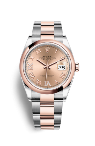 Rolex - 126201-0028  Datejust 36 Stainless Steel / Everose / Smooth / Rose Roman Diamond / Oyster